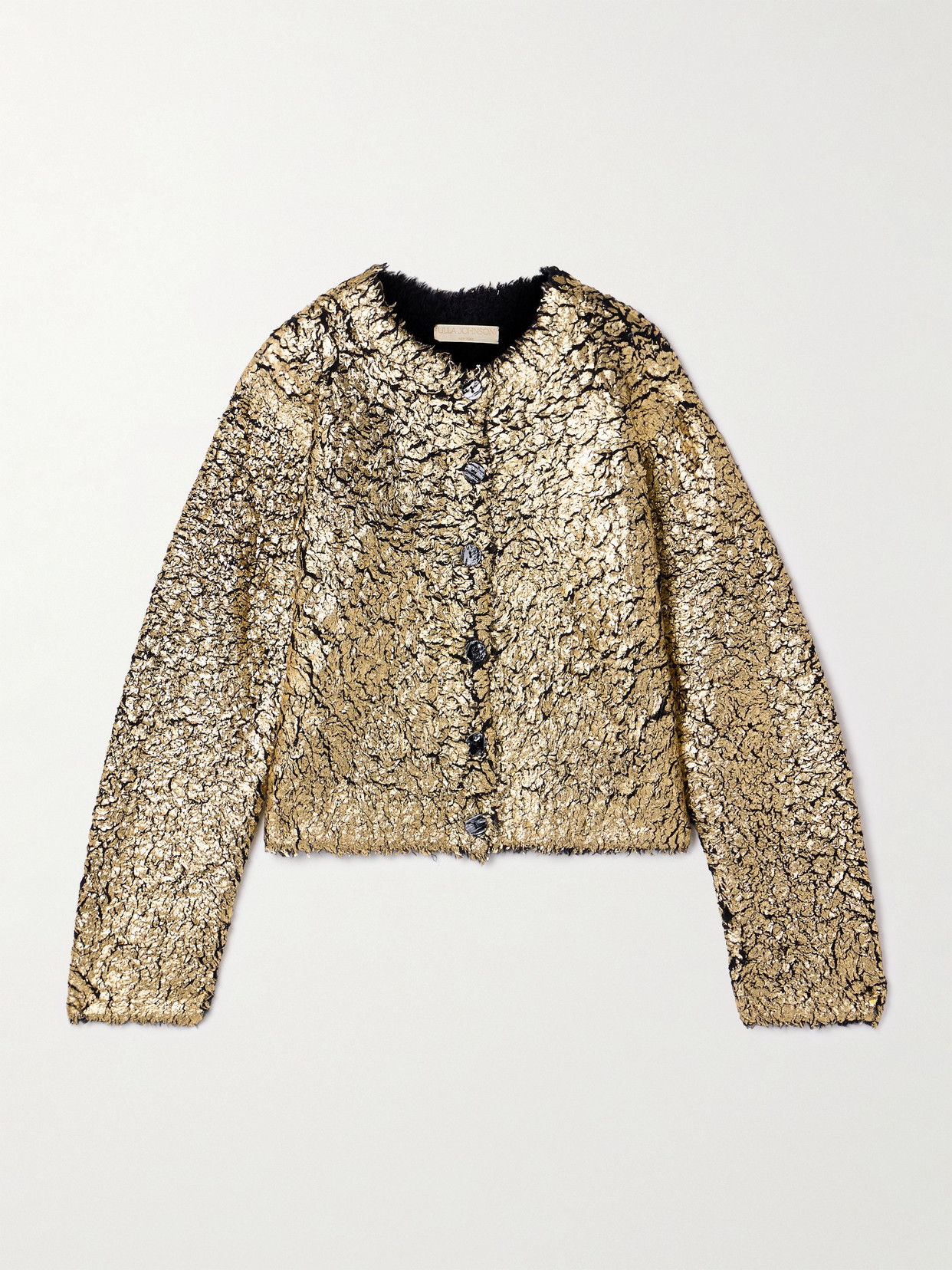 Ulla Johnson Keira Brushed Coated Wool-blend Cardigan In Metallic