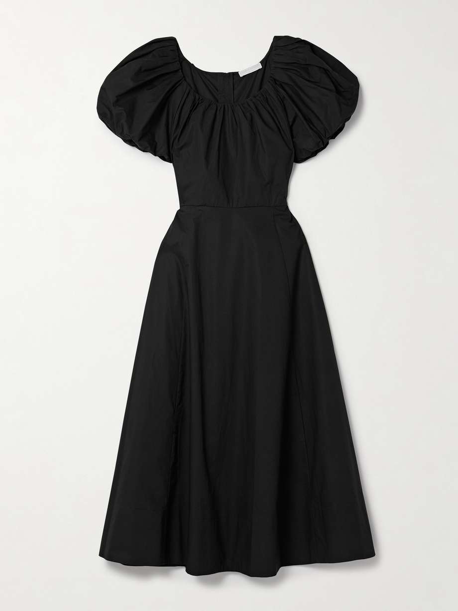 imara gathered cotton-poplin midi dress
