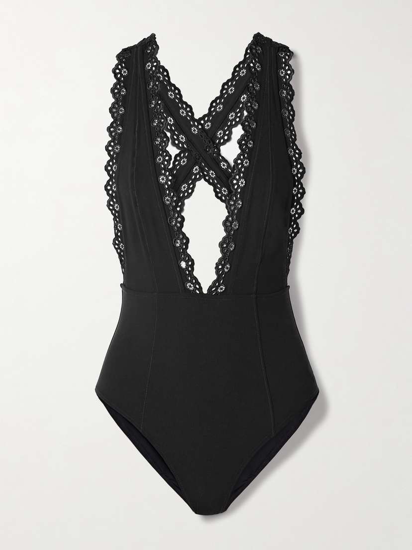 Ulla Johnson Ophelia Broderie Anglaise-trimmed Swimsuit