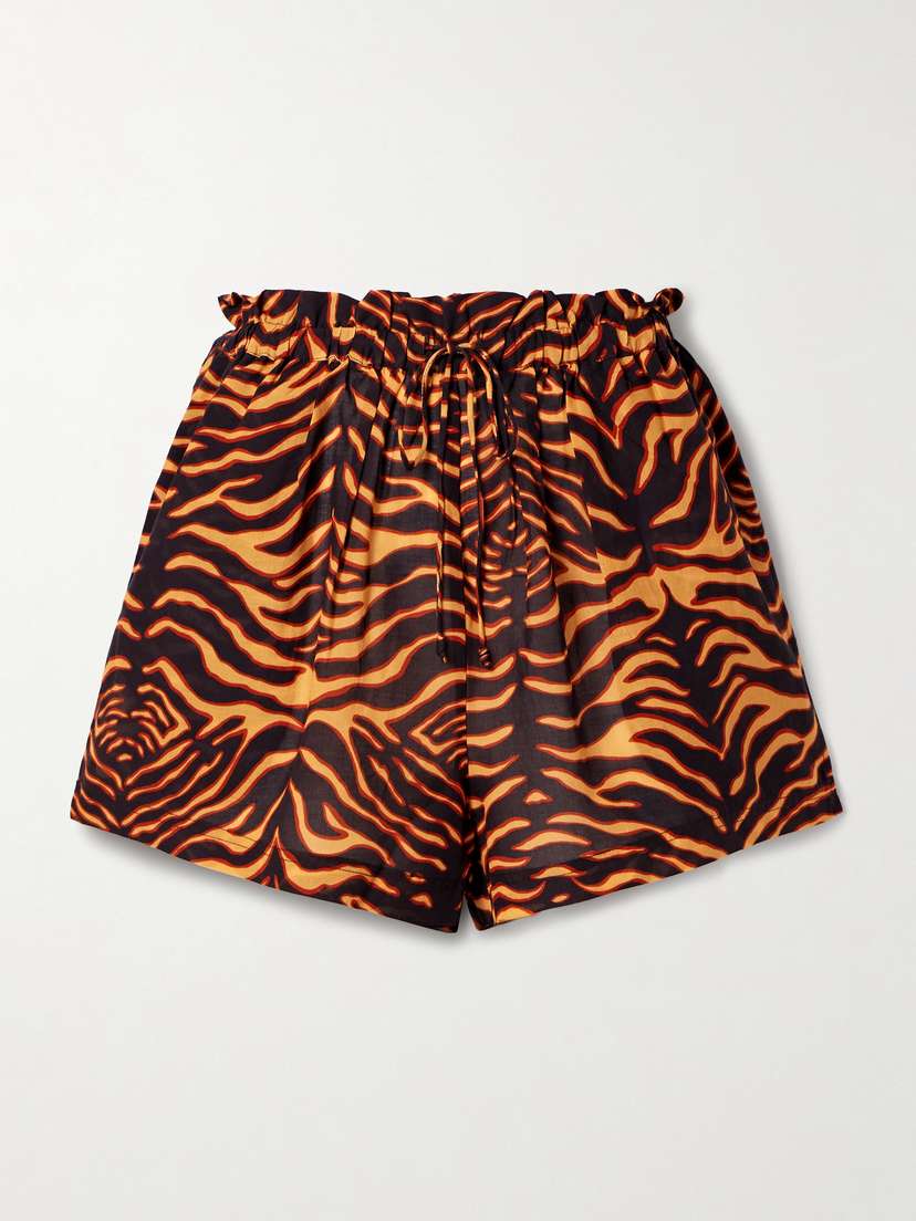 Ulla Johnson Bijou Tiger-print Cotton-blend Voile Shorts