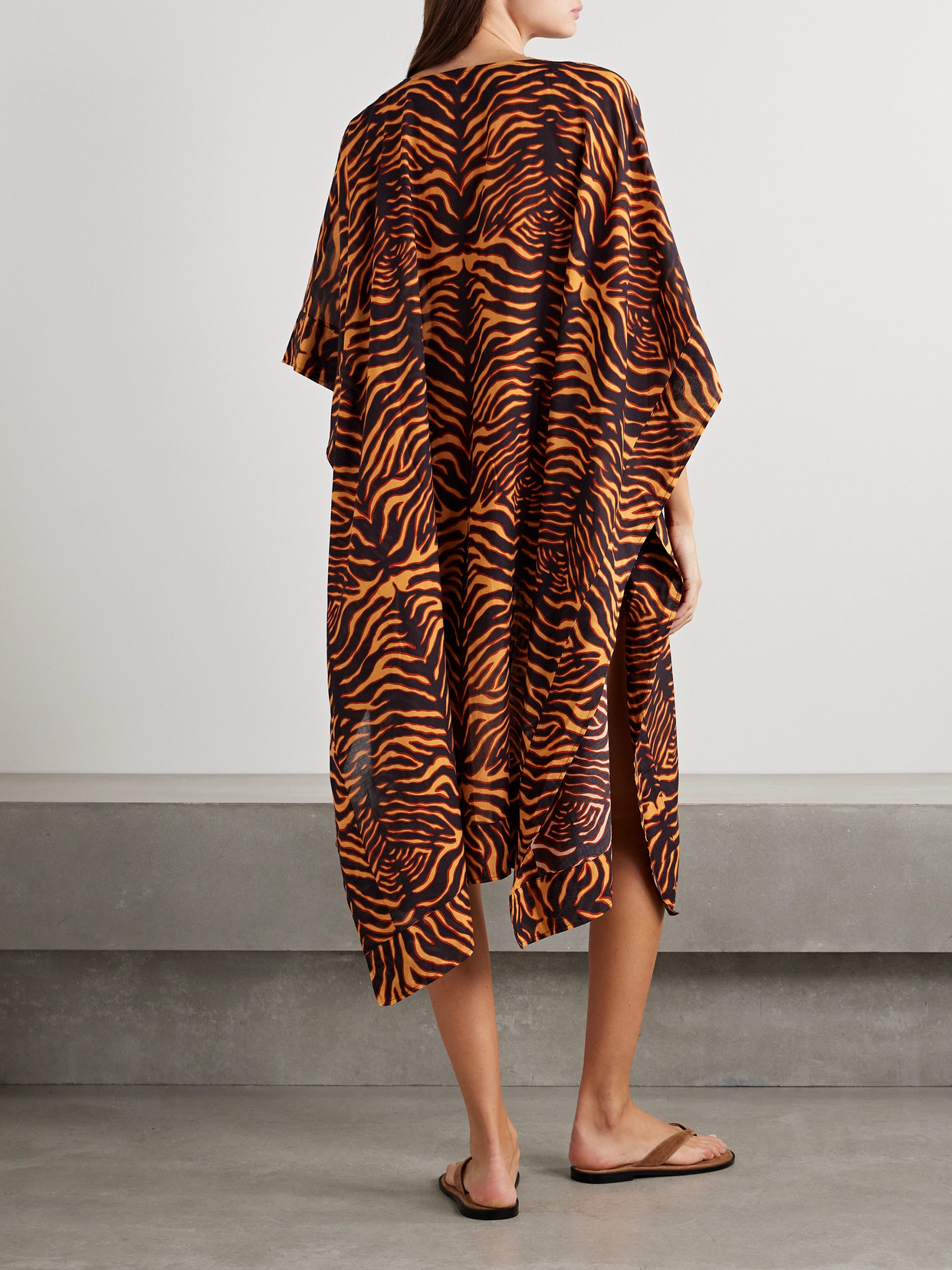 Ulla Johnson Estelle Tiger-print Cotton-blend Voile Kaftan In Animal Print