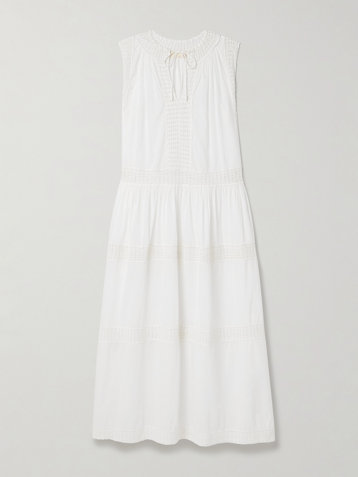 Ulla Johnson Thalia Crochet-trimmed Cotton-voile Maxi Dress In White
