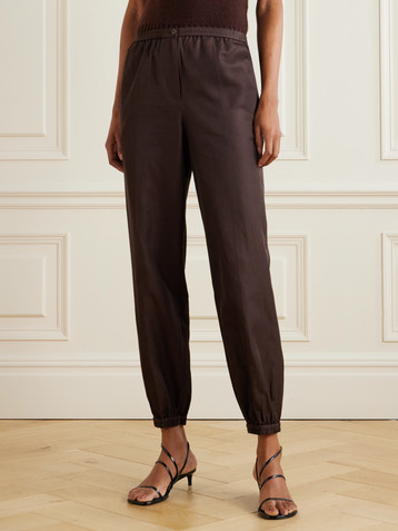 JOSEPH Taio silk and cotton-blend tapered pants