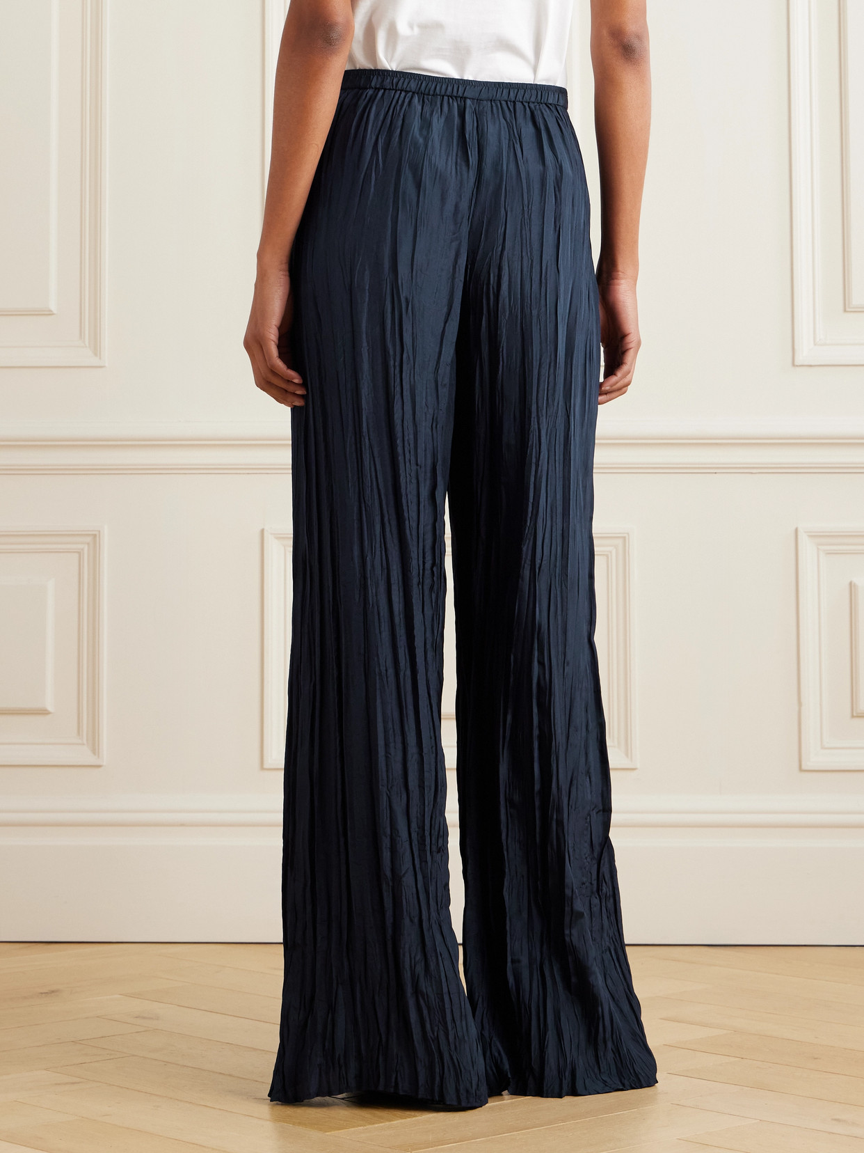 JOSEPH THORESBY CRINKLED SILK-HABOTAI WIDE-LEG PANTS