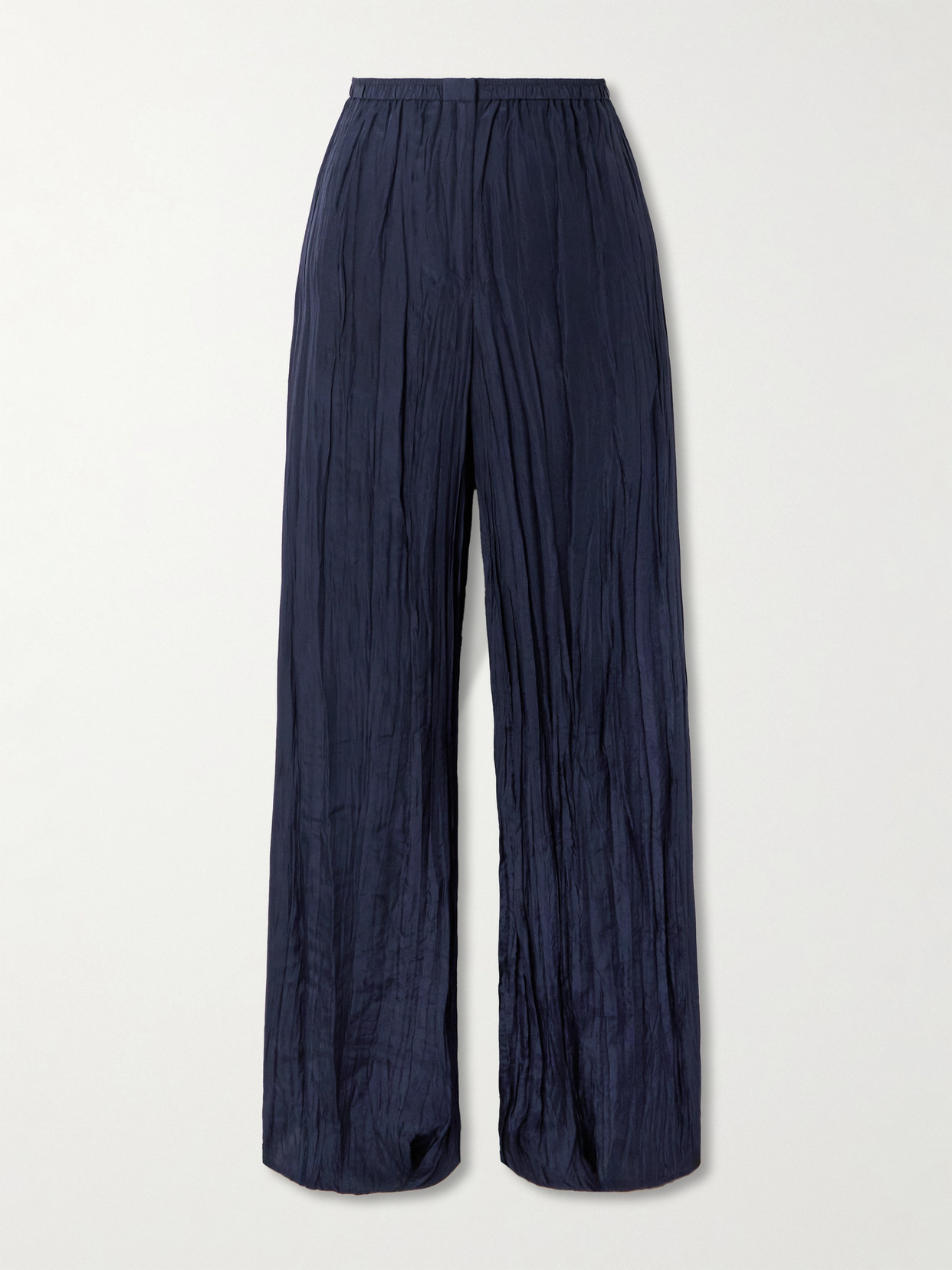 Joseph Thoresby Crinkled Silk-habotai Wide-leg Pants In Blue
