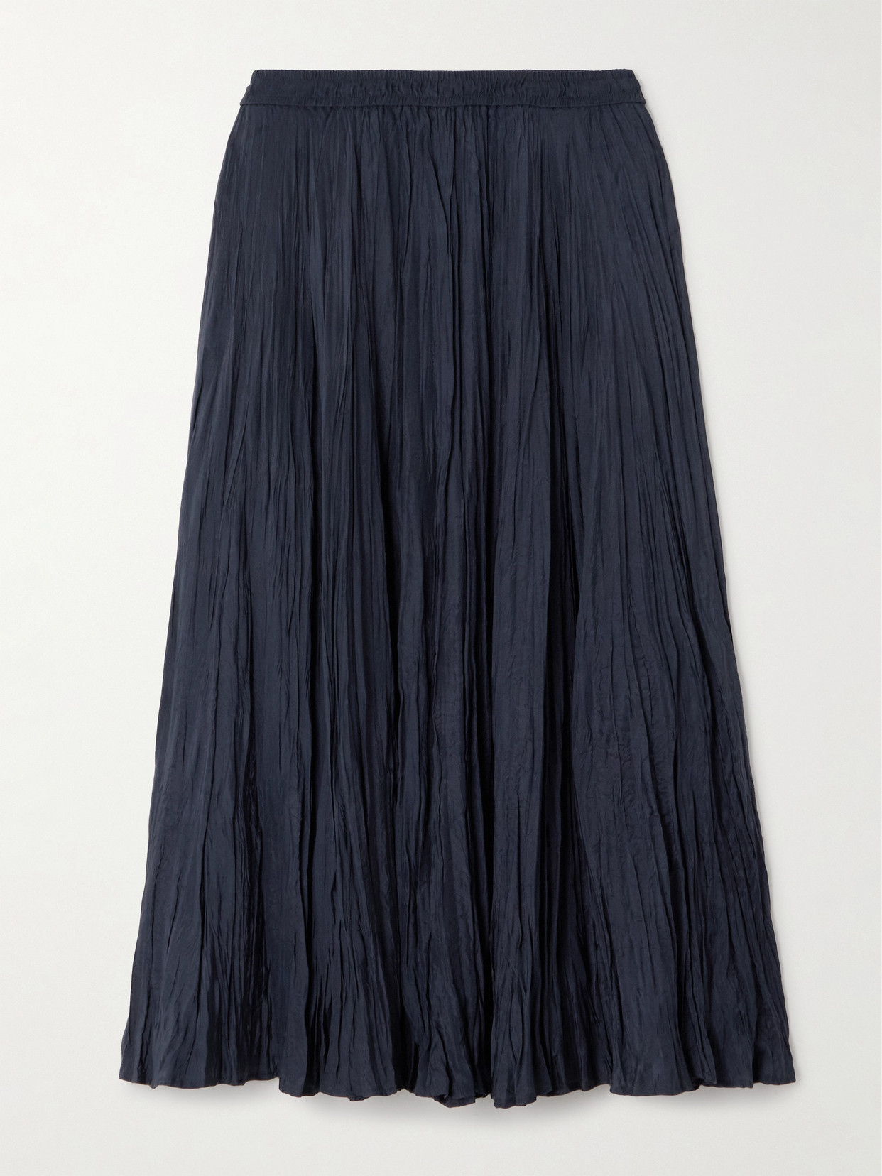 Joseph - Sully Crinkled Silk-habotai Midi Skirt - Navy