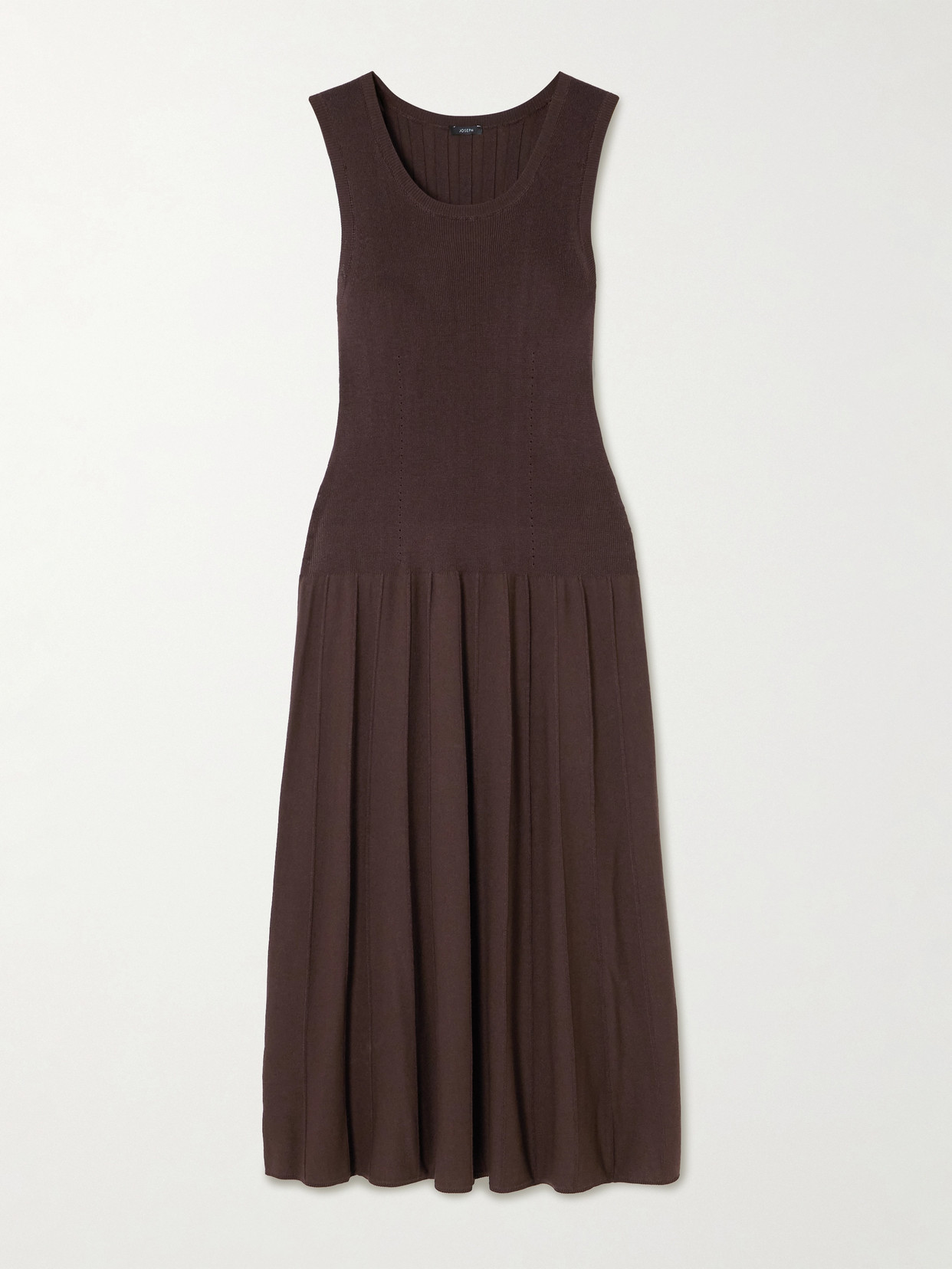 Joseph Ribbed-knit Midi Dress In Brown
