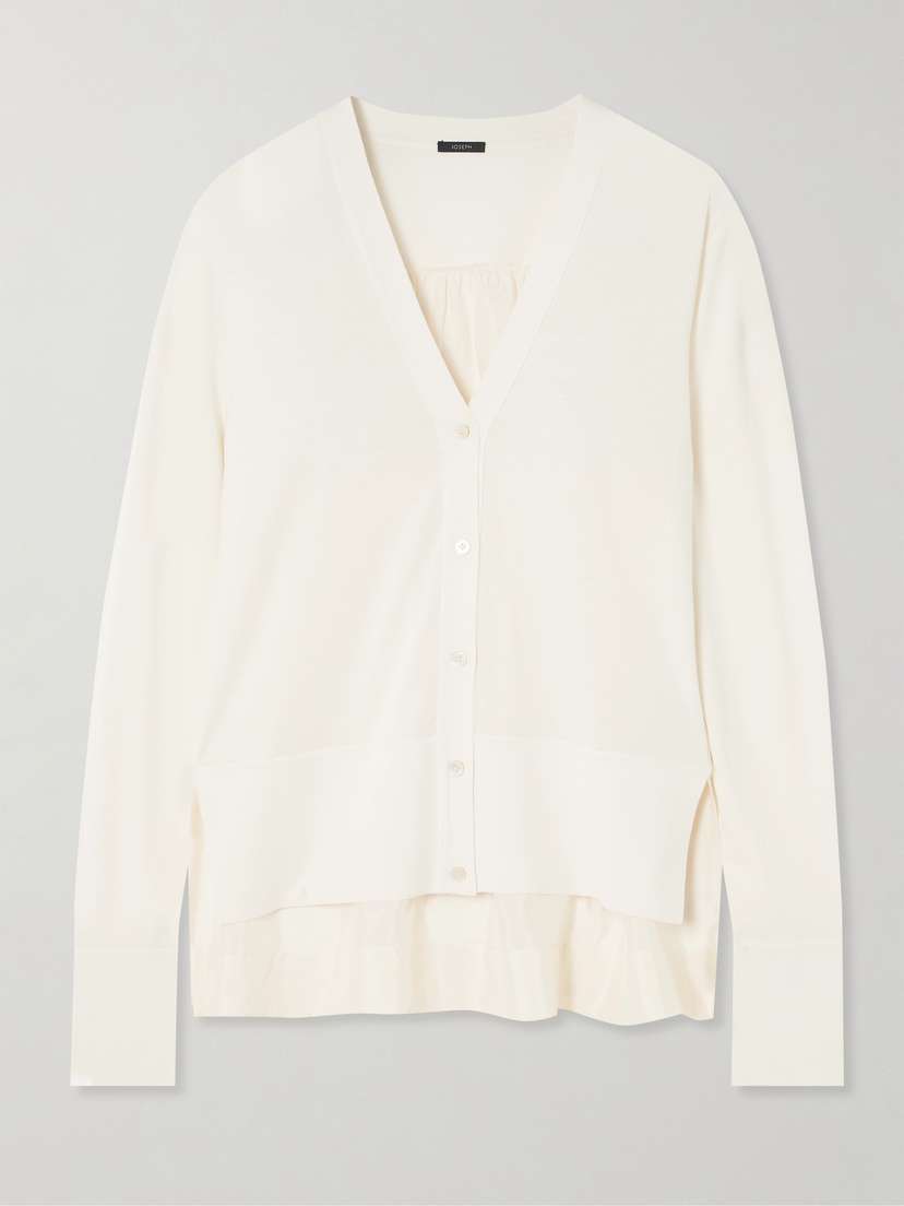 Joseph Cotton And Silk-blend And Silk-habotai Cardigan