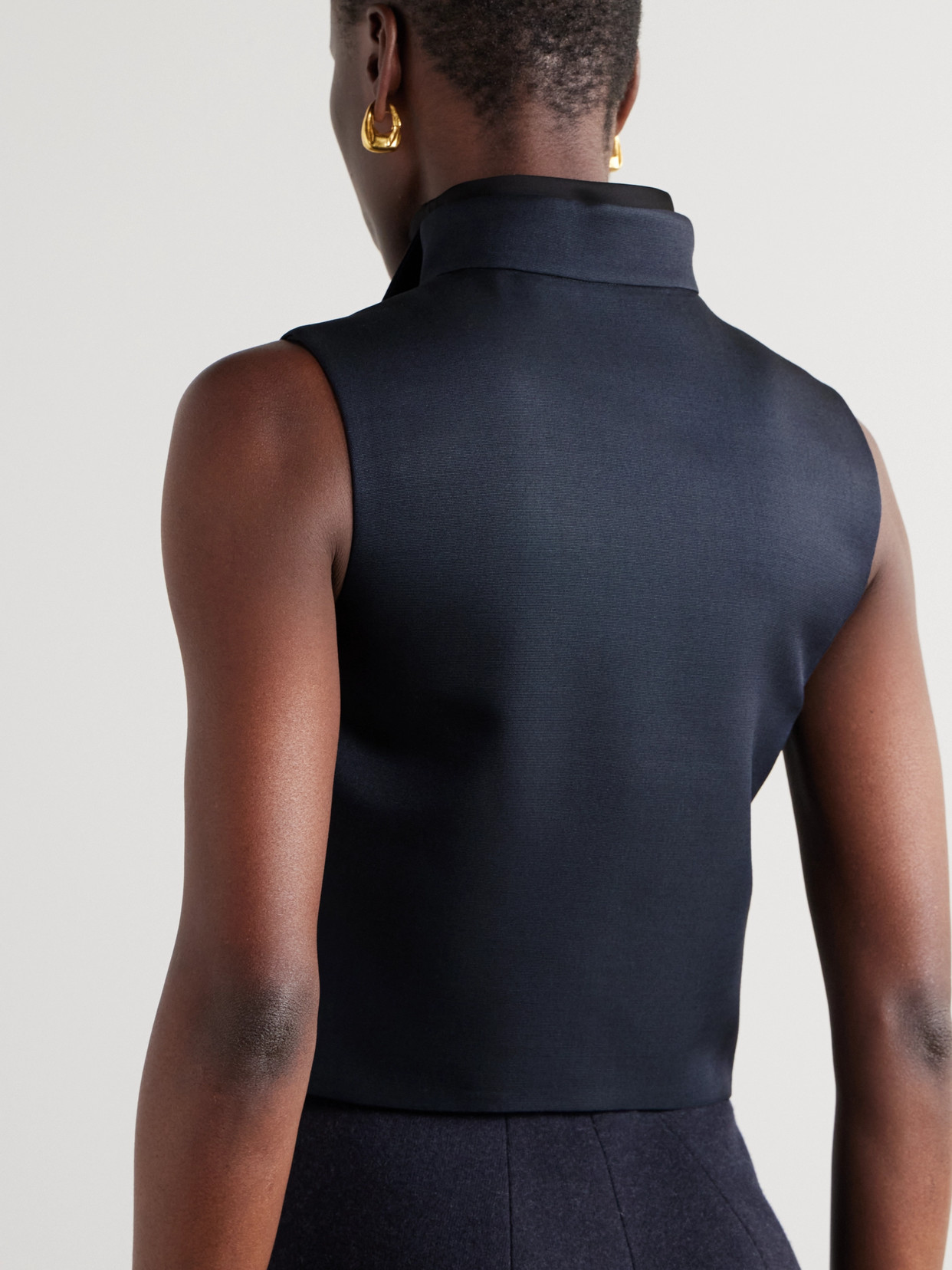 Loro Piana Dianne Layered Satin-trimmed Grain De Poudre Wool And Silk-blend Vest In Blue