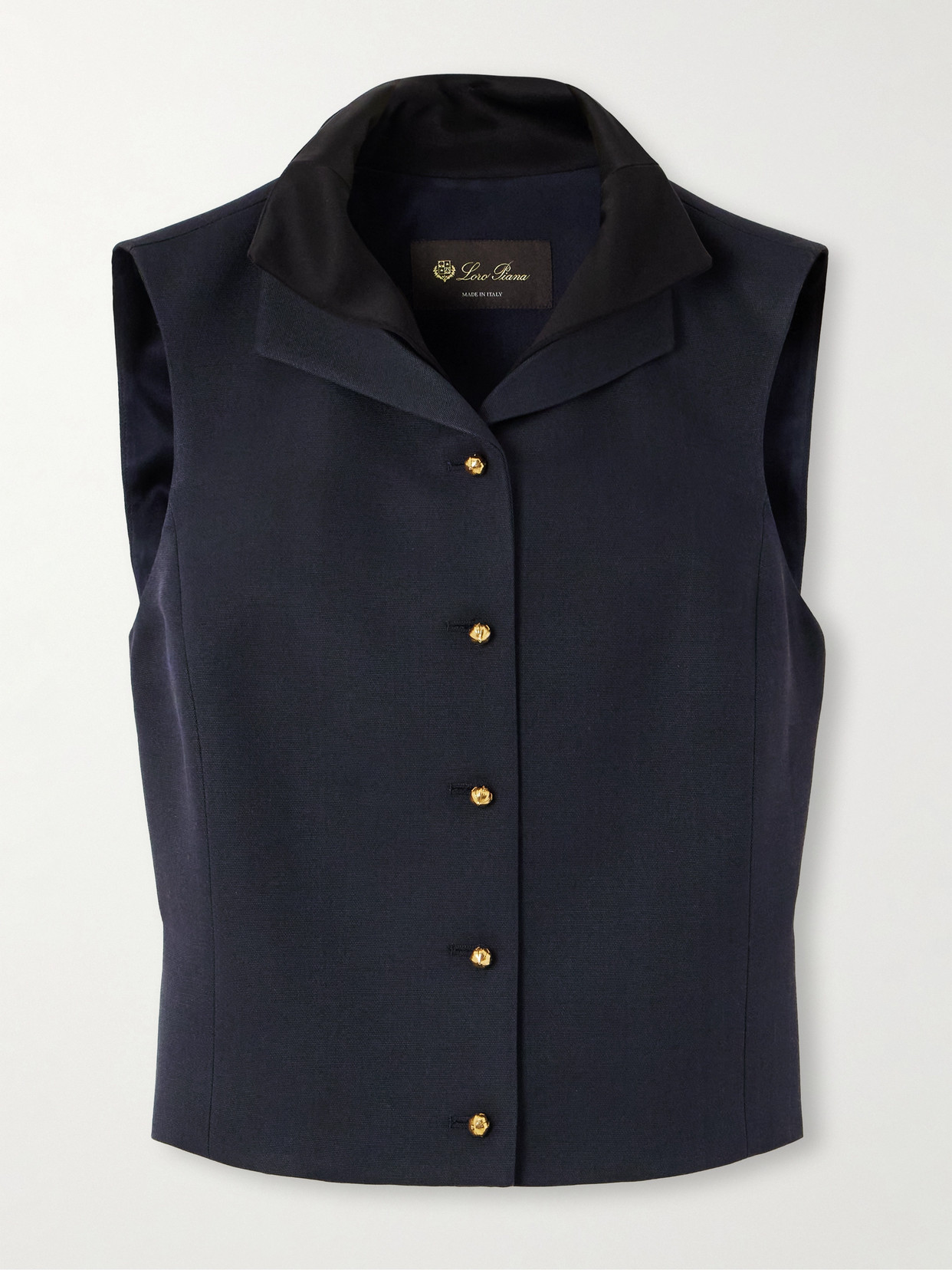 Loro Piana Dianne Layered Satin-trimmed Grain De Poudre Wool And Silk-blend Vest In Blue