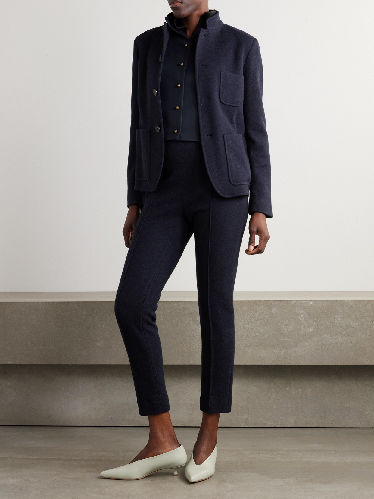 Loro Piana Dianne Layered Satin-trimmed Grain De Poudre Wool And Silk-blend Vest In Blue