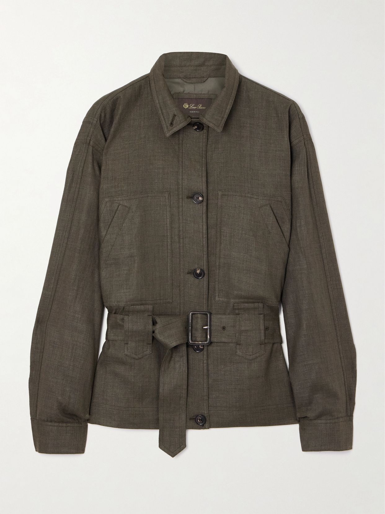 Jaylon belted linen and wool-blend jacket
