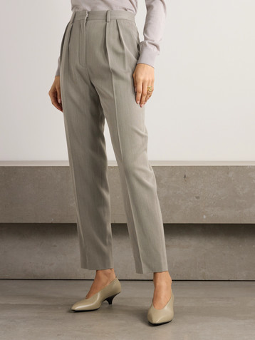 Loro Piana Hudson cropped pleated wool tapered pants