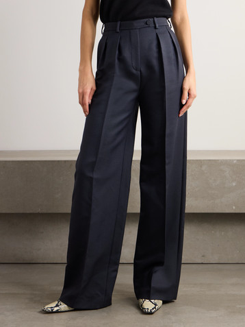 Loro Piana Devin pleated wool and silk-blend wide-leg pants