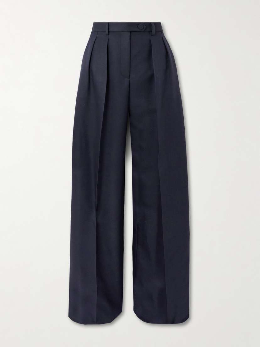 Loro Piana Devin Pleated Wool And Silk-blend Wide-leg Pants
