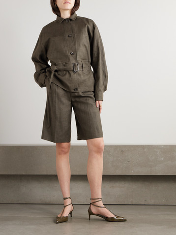 Loro Piana Digby pleated linen and wool-blend shorts