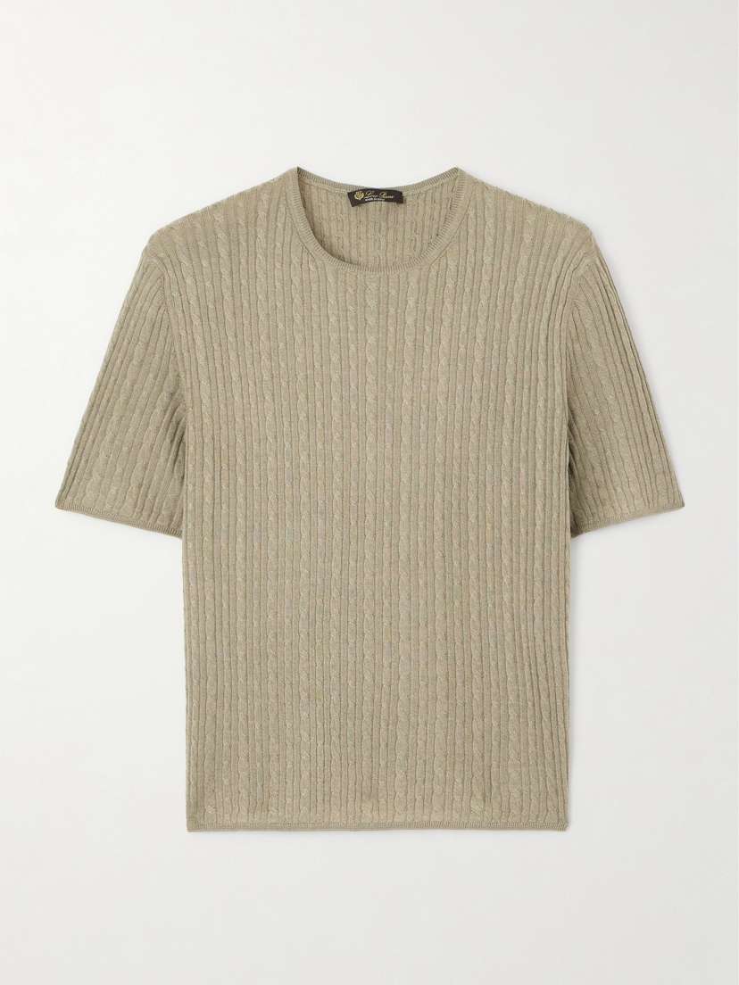 Loro Piana Rimella Cable-knit Cashmere And Silk-blend T-shirt