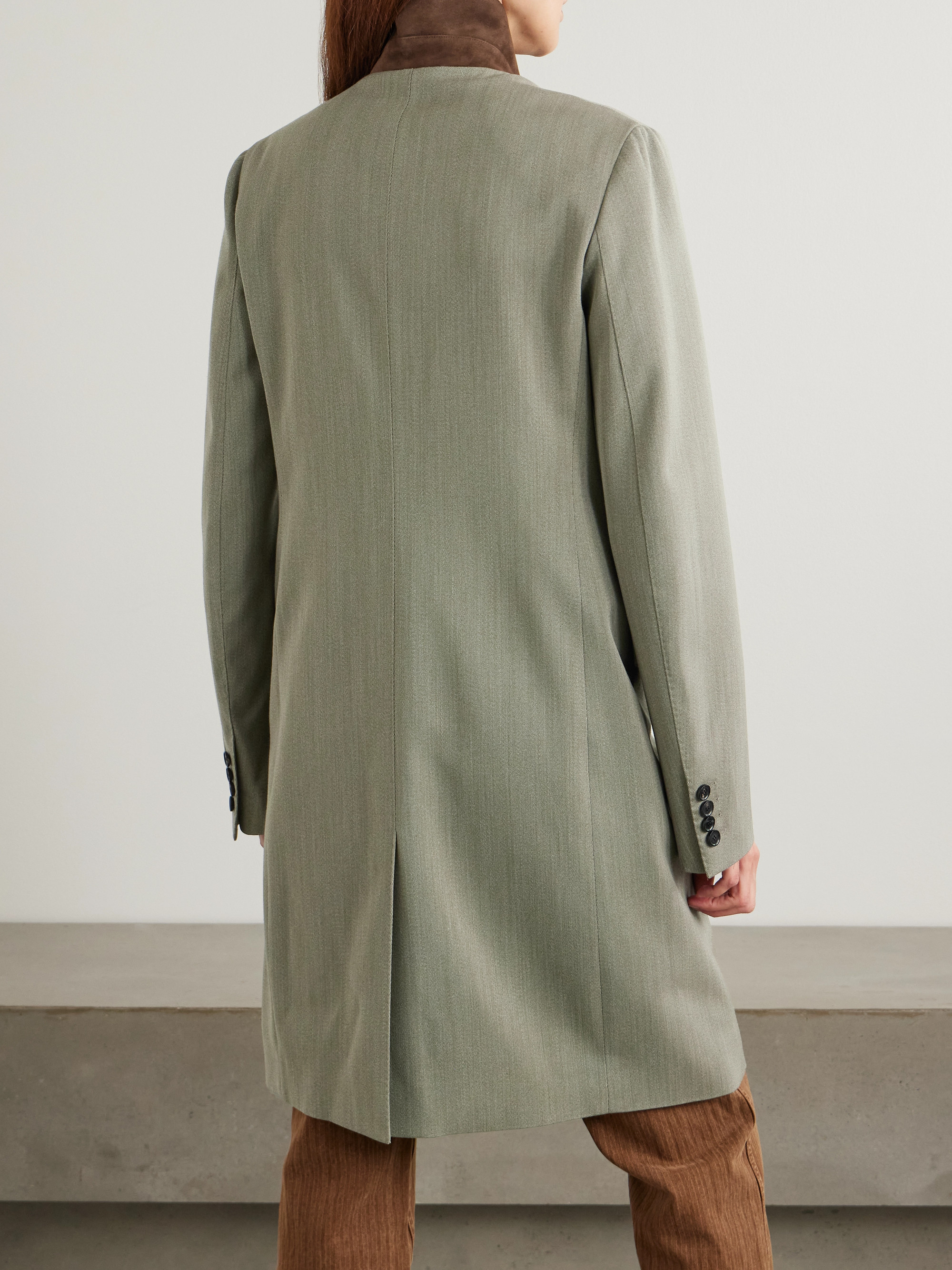 Loro Piana Blain suede-trimmed Storm System® wool coat thumbnail