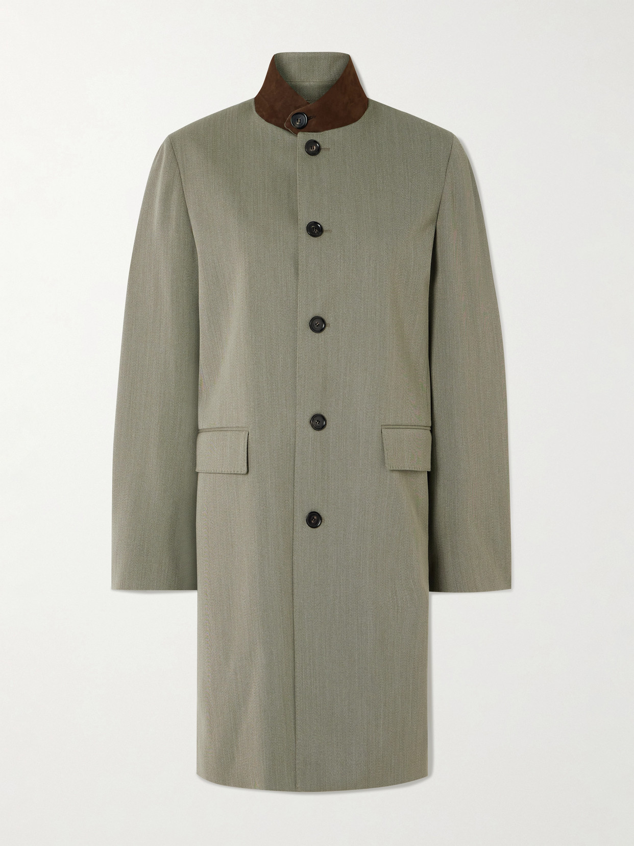 Loro Piana Blain Suede-trimmed Storm System® Wool Coat In Neutrals