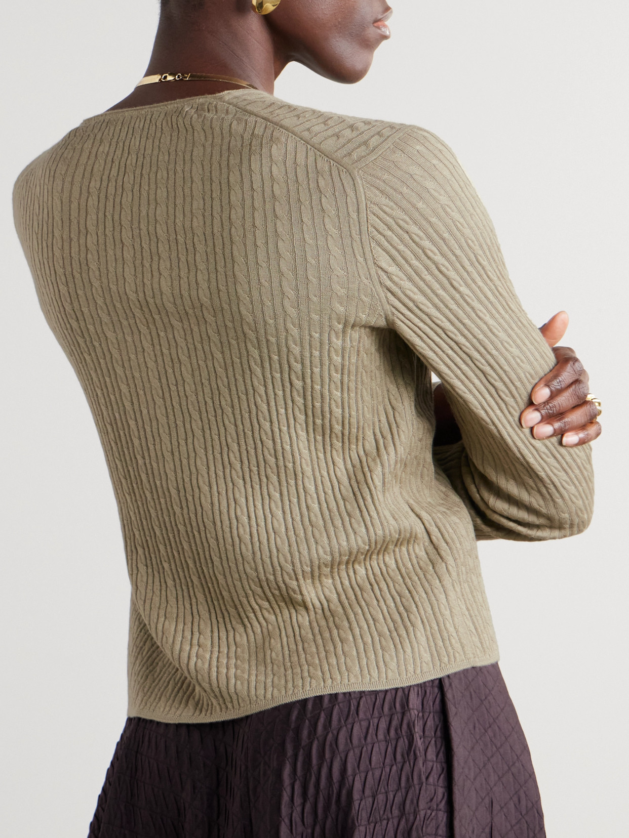 LORO PIANA RIMELLA CABLE-KNIT CASHMERE AND SILK-BLEND CARDIGAN