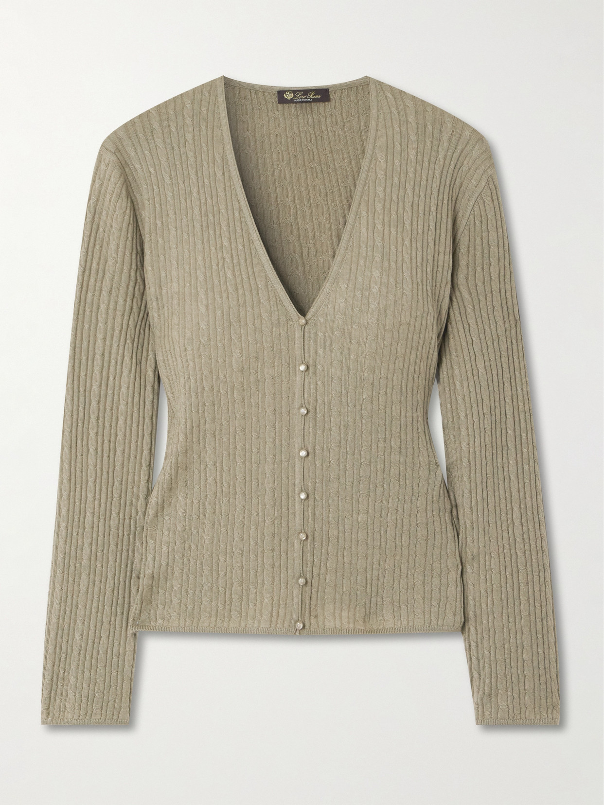 Loro Piana Rimella Cable-knit Cashmere And Silk-blend Cardigan In Green