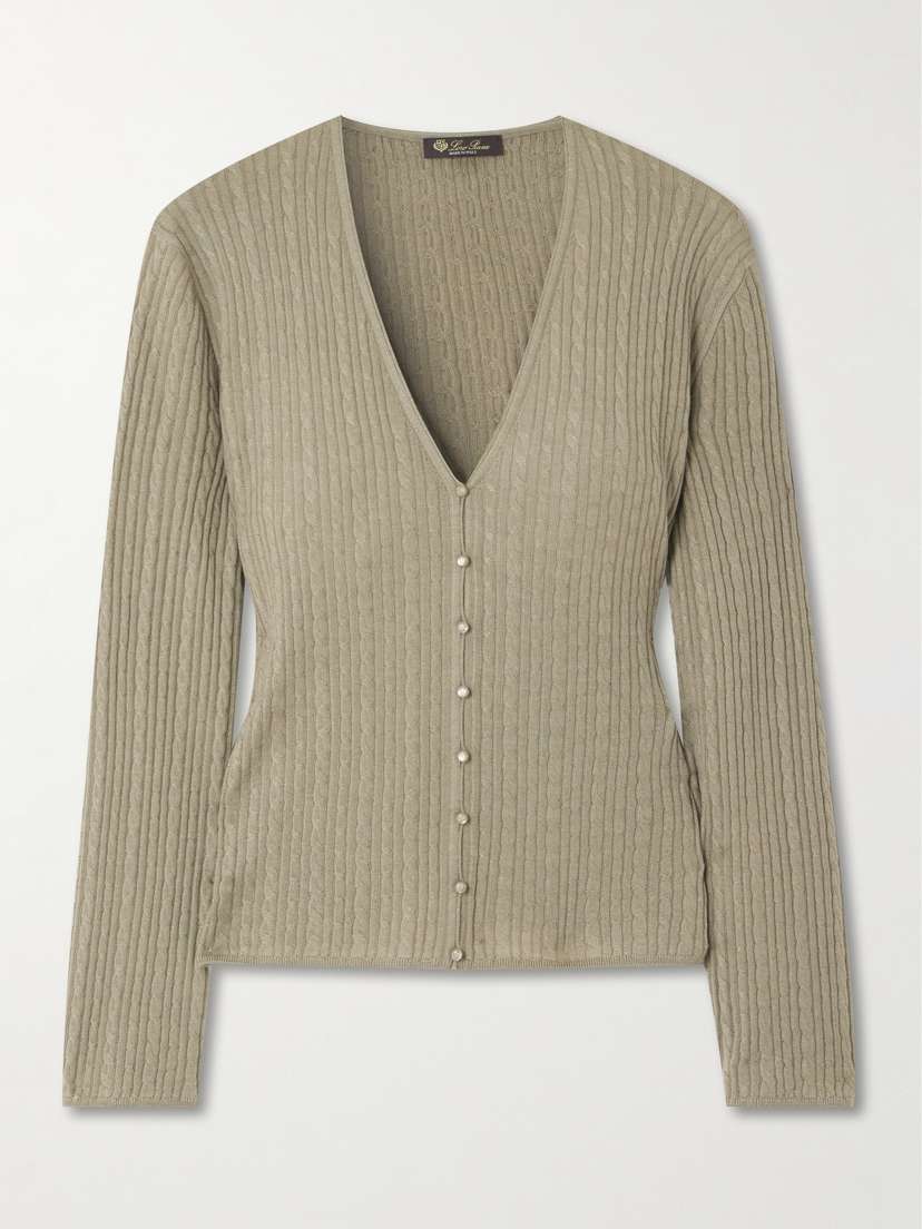 Loro Piana Rimella Cable-knit Cashmere And Silk-blend Cardigan