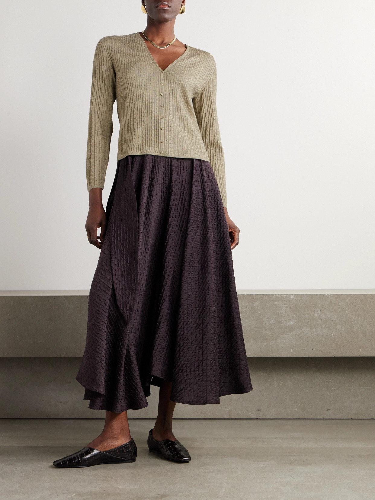 LORO PIANA RIMELLA CABLE-KNIT CASHMERE AND SILK-BLEND CARDIGAN