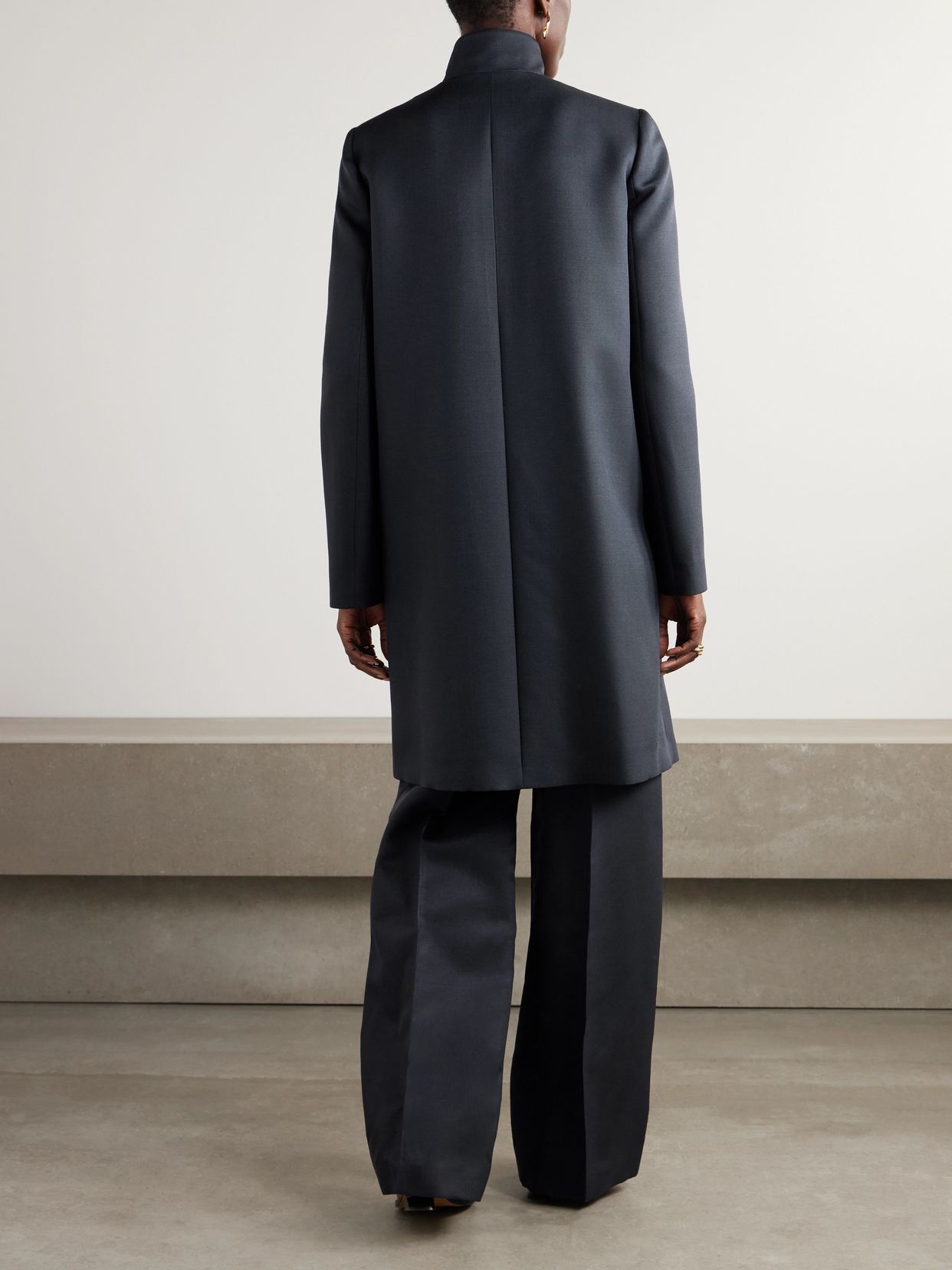 LOROPIANA 다니 울 실크 혼합 코트