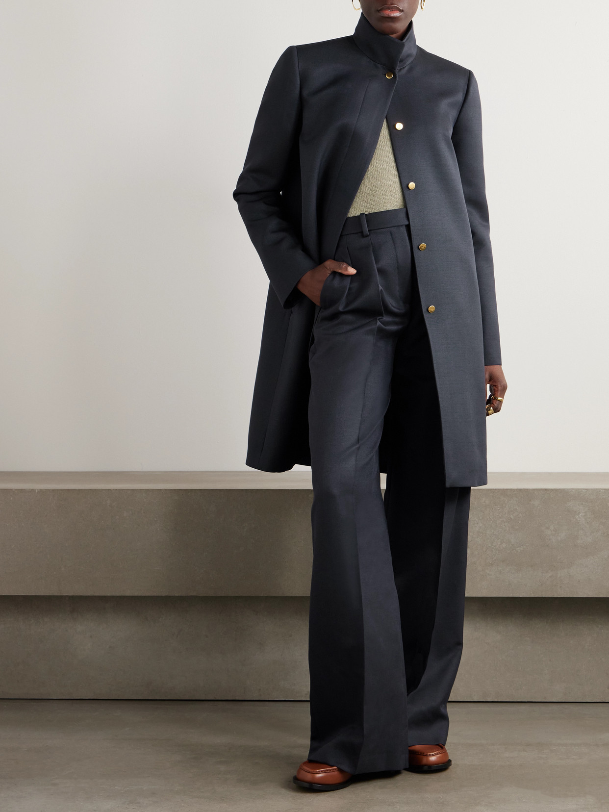Loro Piana Danny Wool And Silk-blend Coat In Blue