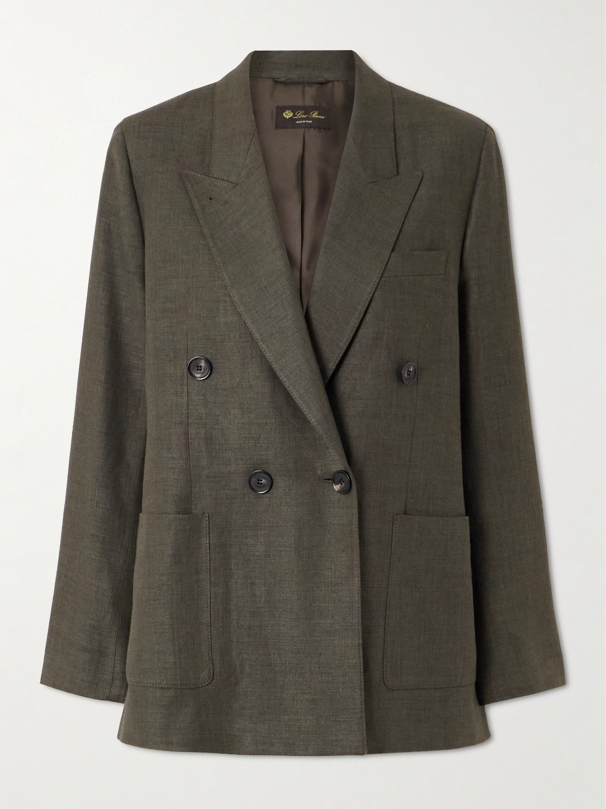 Loro Piana Genny Double-breasted Linen And Wool-blend Blazer In Green