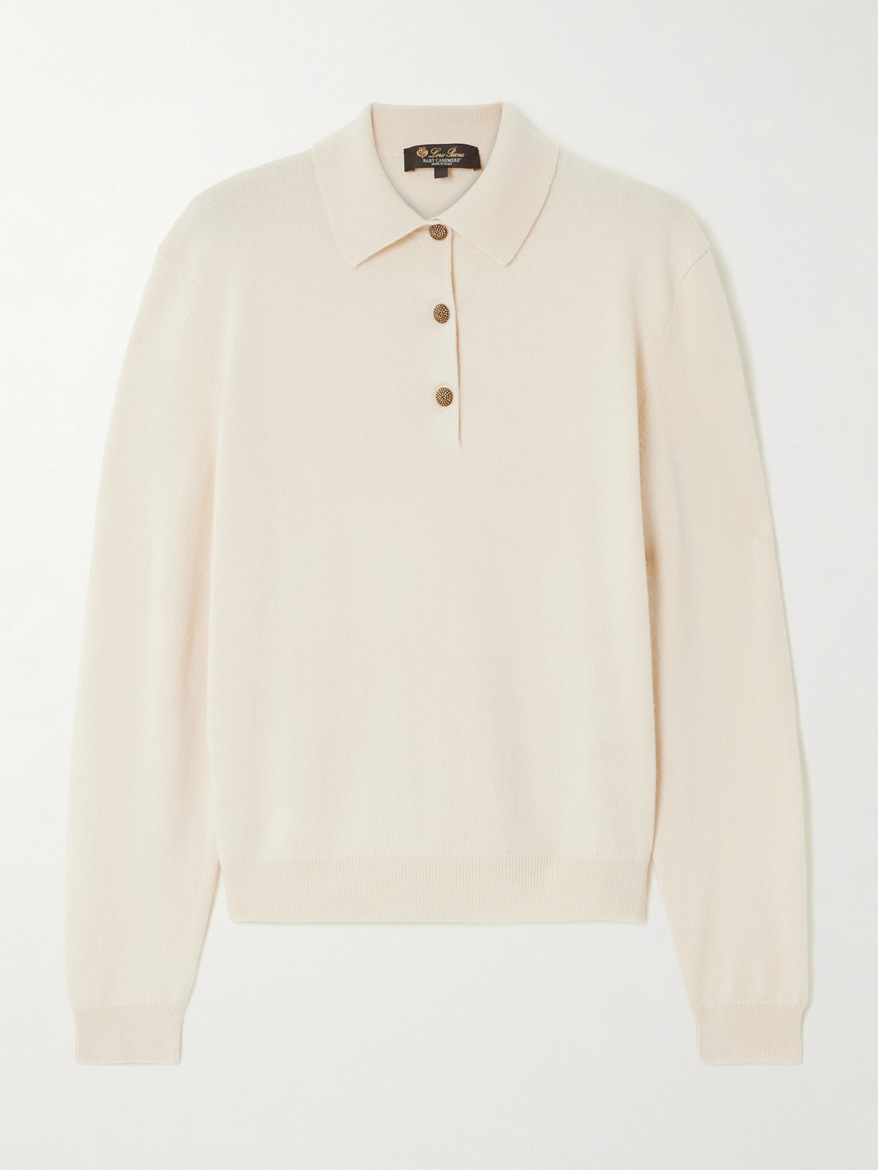 Loro Piana Cashmere Polo Jumper In White