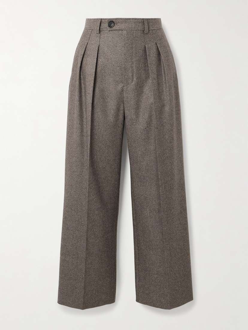 Loro Piana Yurik Pleated Wool And Cashmere-blend Flannel Straight-leg Pants