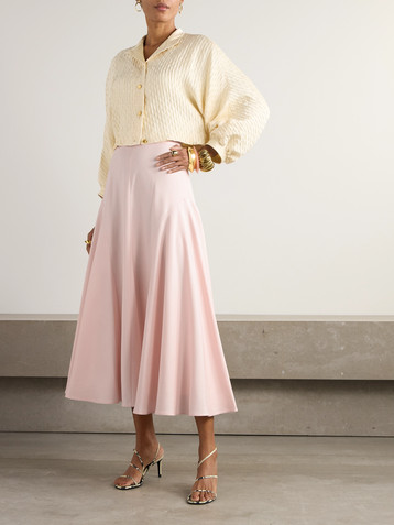 Loro Piana Giustina paneled silk midi skirt