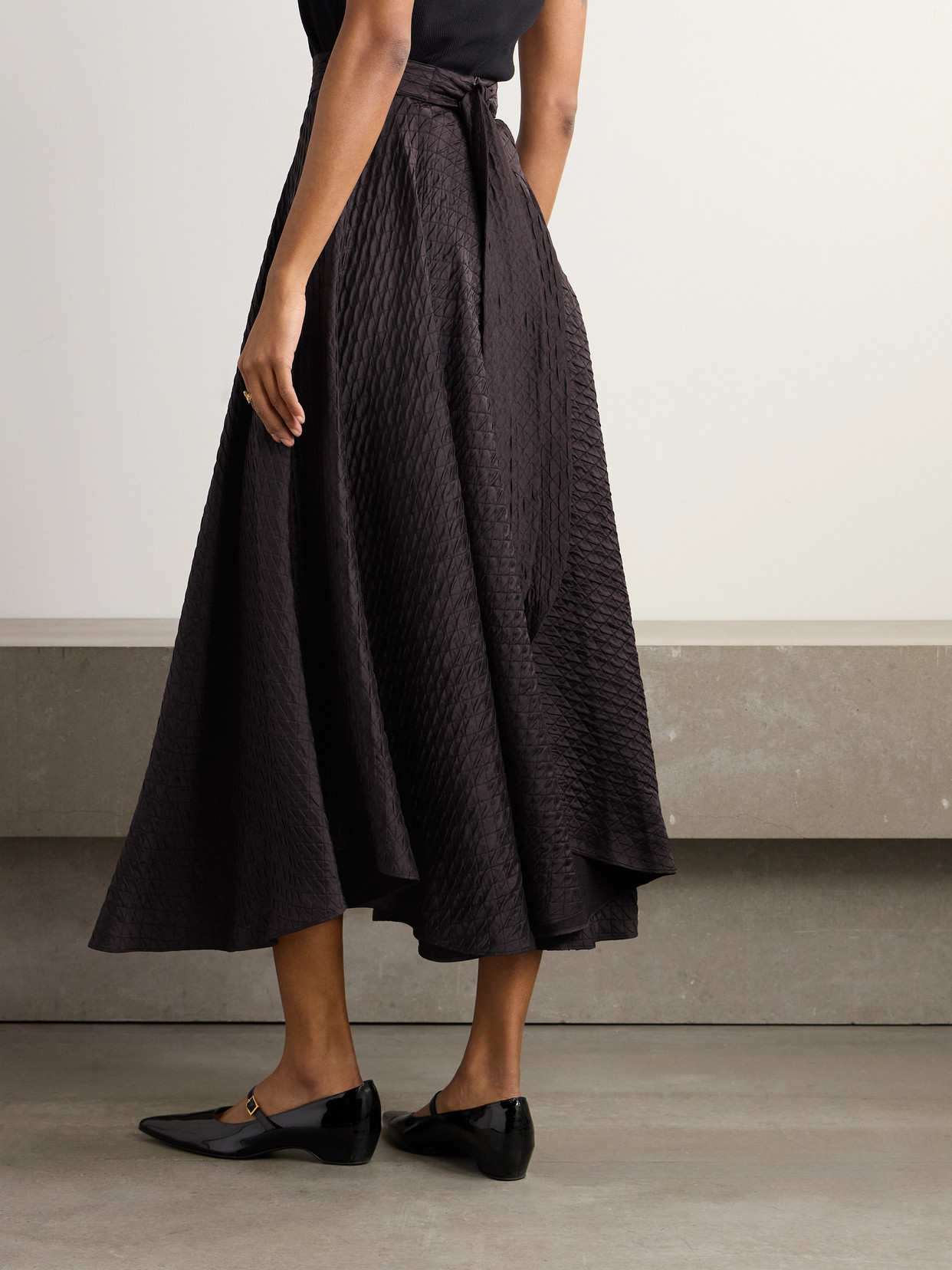 Elise Quilted Silk-Cloqué Midi