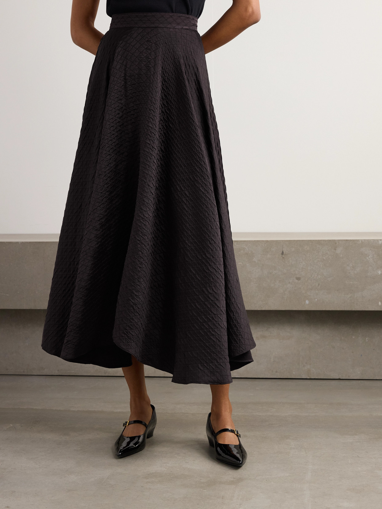 Elise Quilted Silk-Cloqué Midi