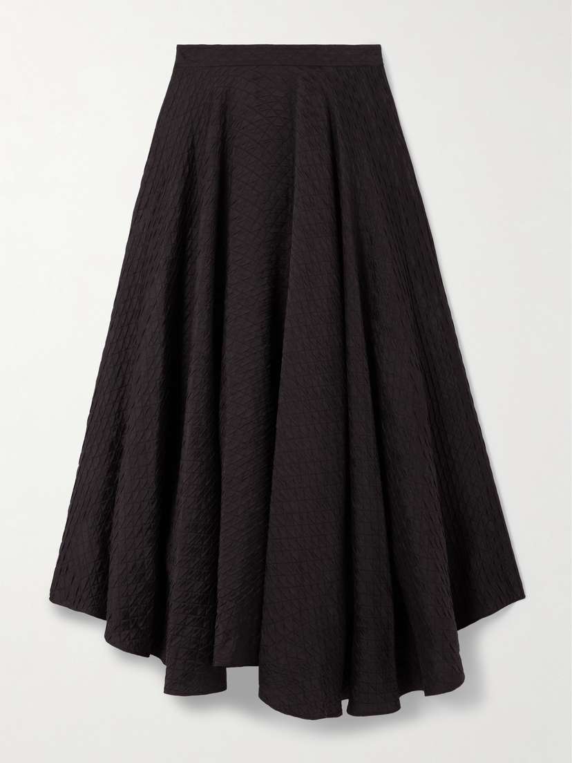 Loro Piana Elise Quilted Silk-cloqué Midi Skirt