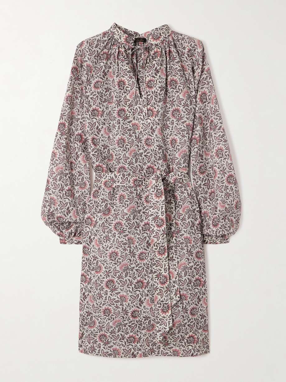 billie belted floral-print linen-twill mini dress