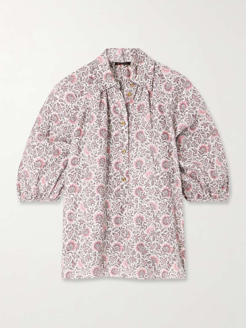Loro Piana Olivia Oversized Printed Linen Shirt