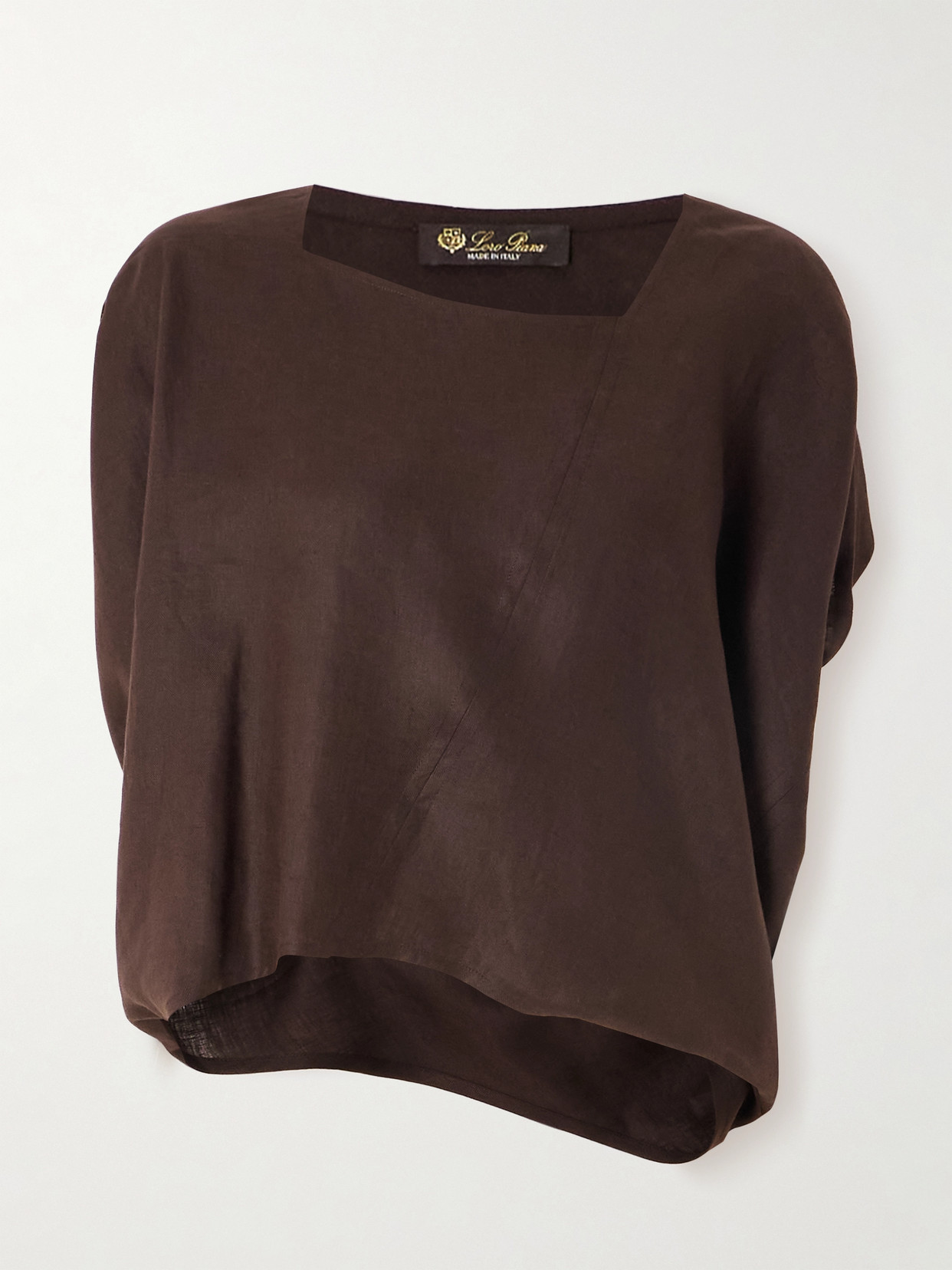 Loro Piana Gaia Asymmetric Linen Blouse In Brown