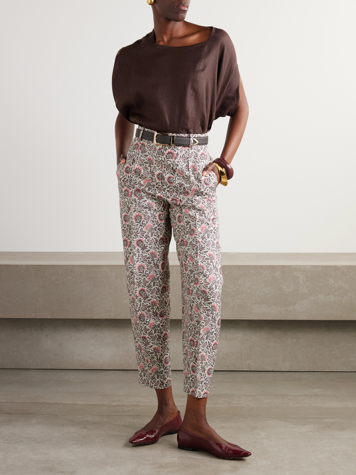 Loro Piana Gaia Asymmetric Linen Blouse In Brown