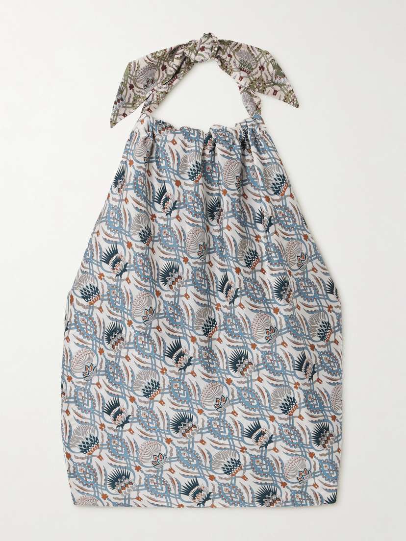 Loro Piana Annet Cropped Printed Silk Halterneck Top