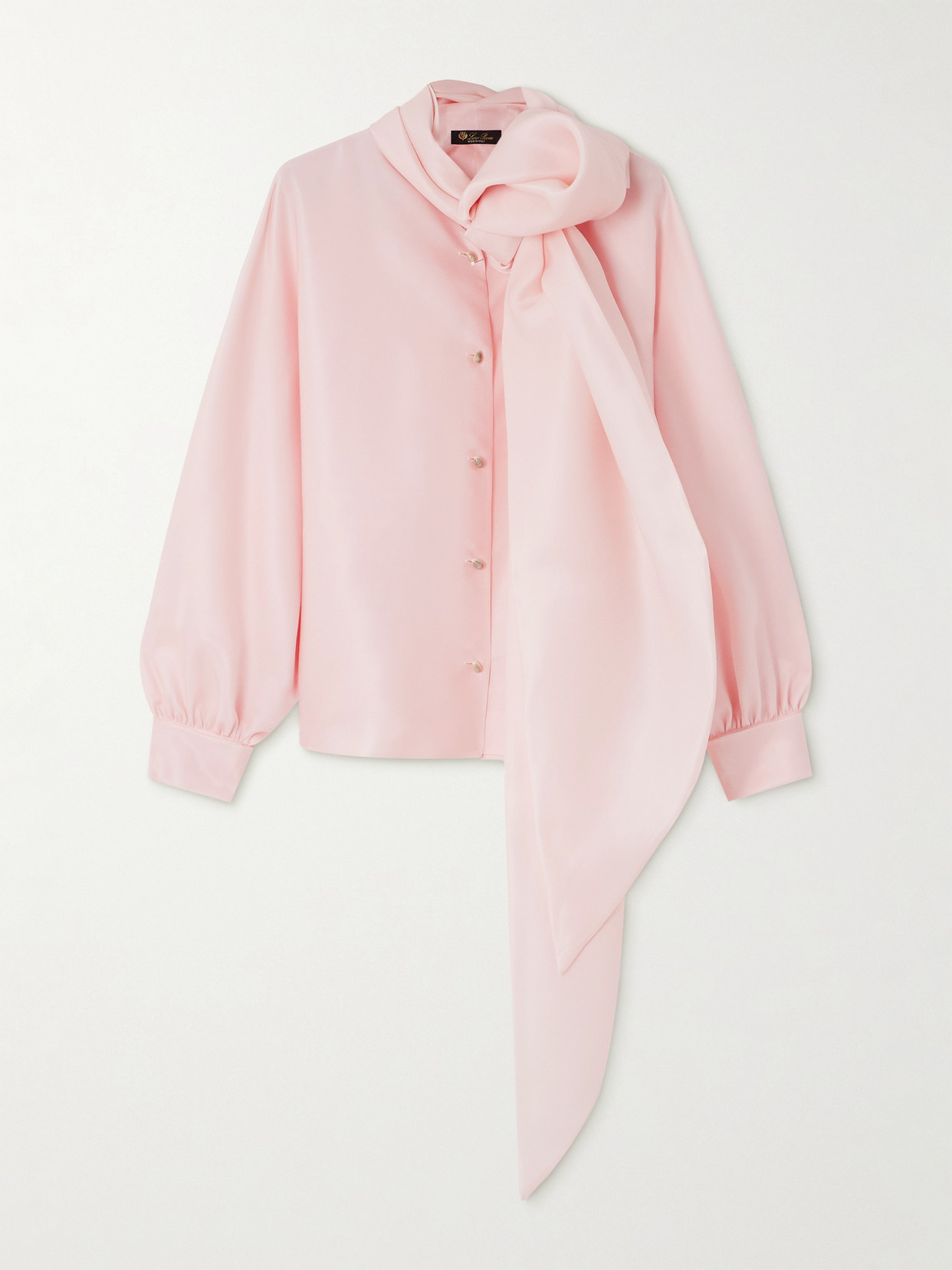 Loro Piana Patricia Tie-neck Silk-organdy Blouse In Pink