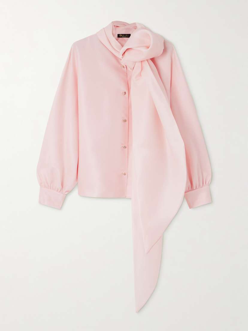 Loro Piana Patricia Tie-neck Silk-organdy Blouse