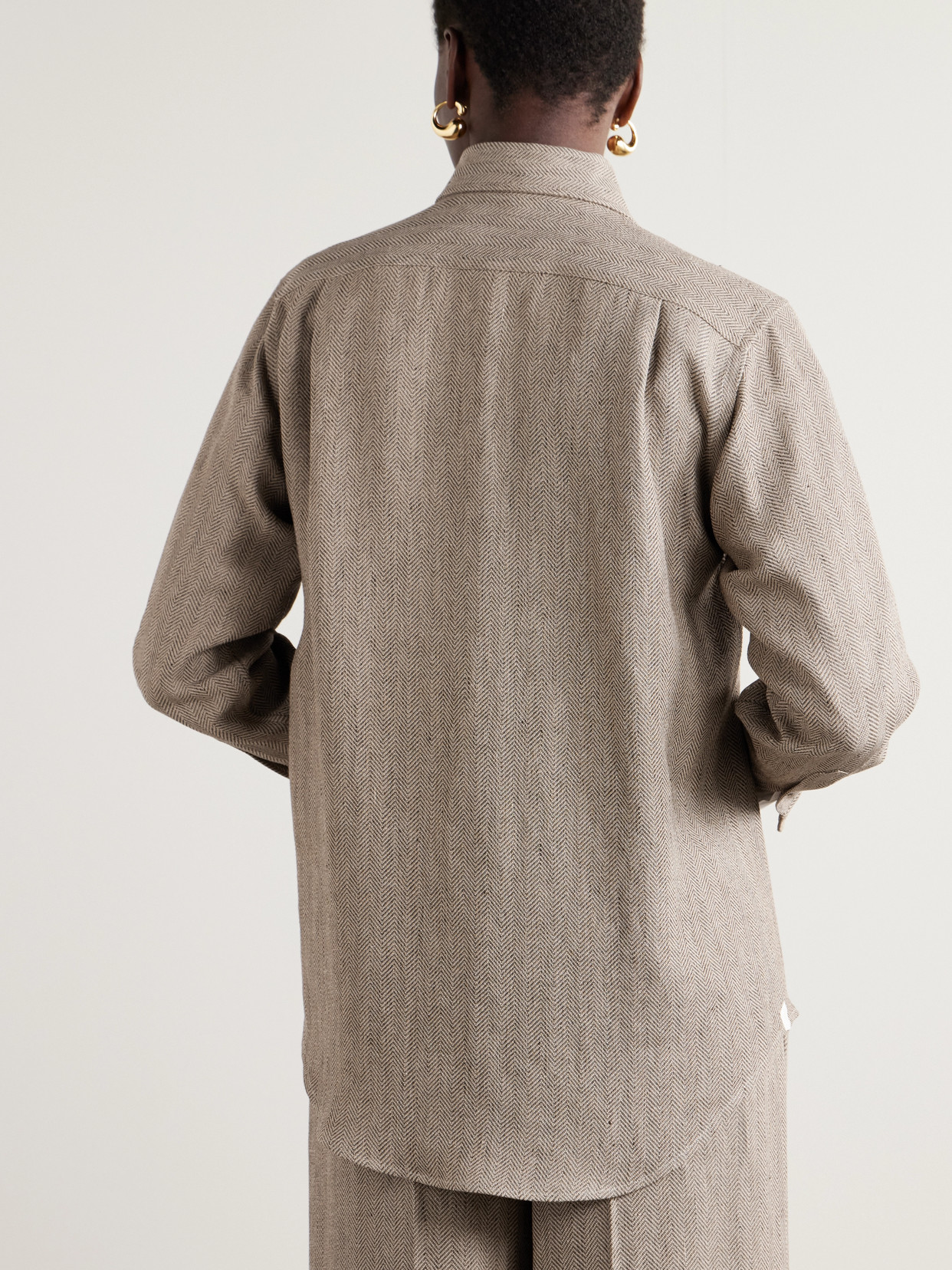 Loro Piana André Herringbone Linen Shirt