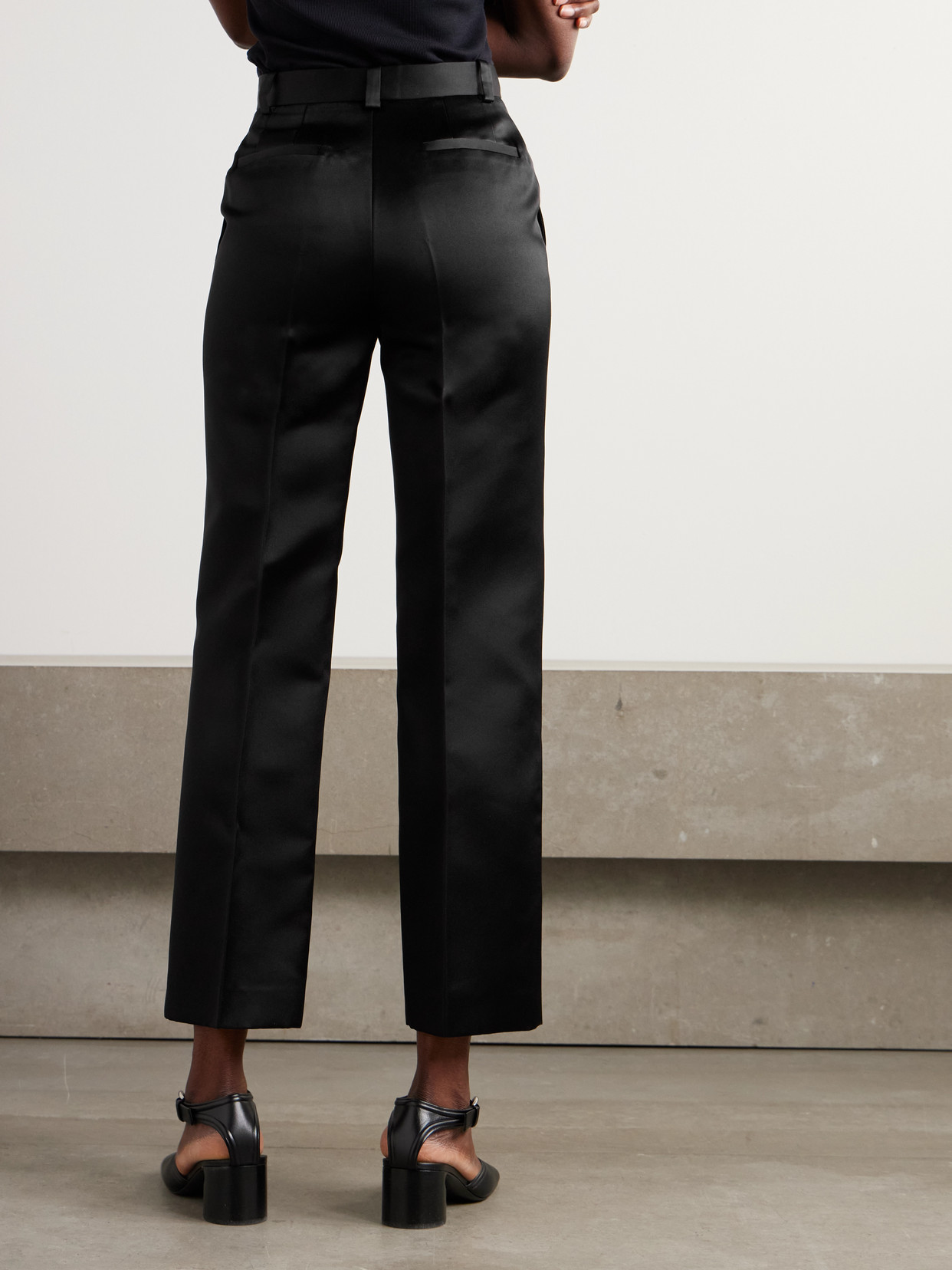 Loro Piana Duchesse Silk-satin Straight-leg Pants In Black