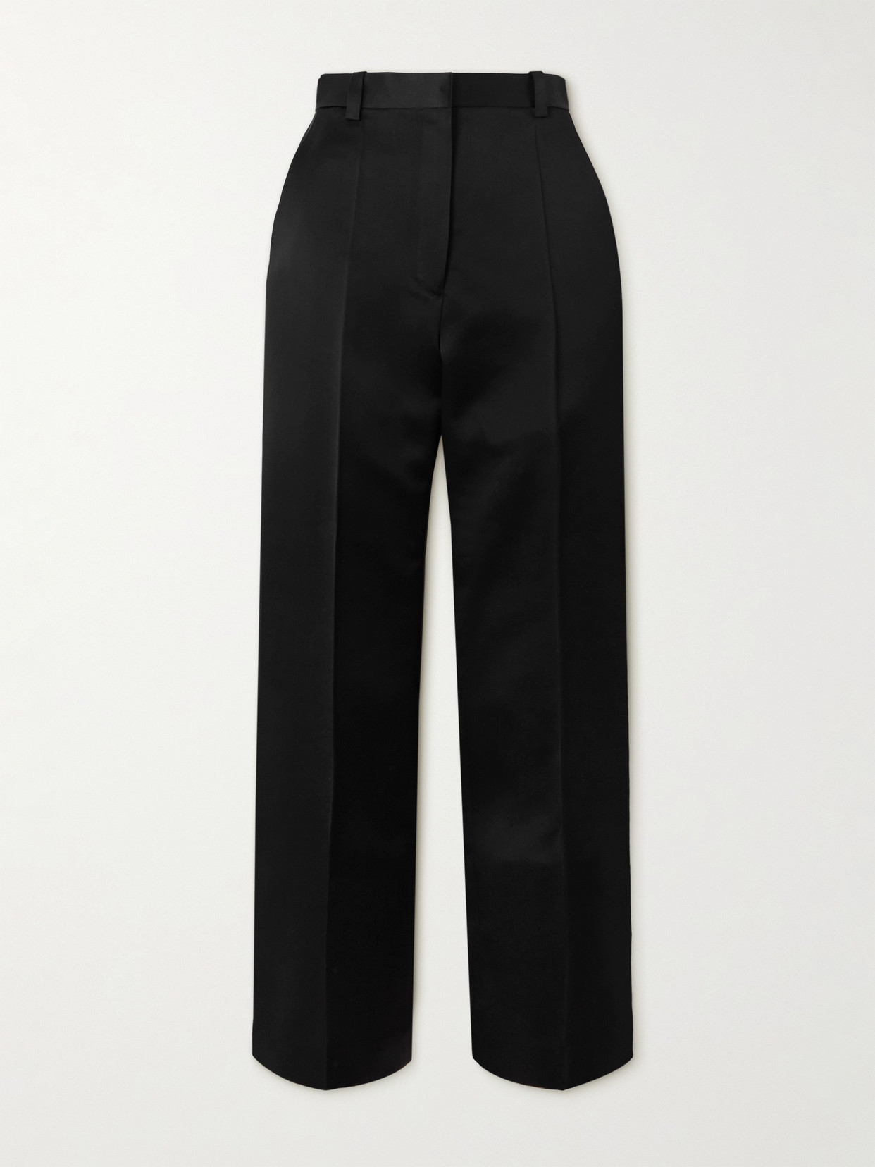 Loro Piana Duchesse Silk-satin Straight-leg Pants In Black