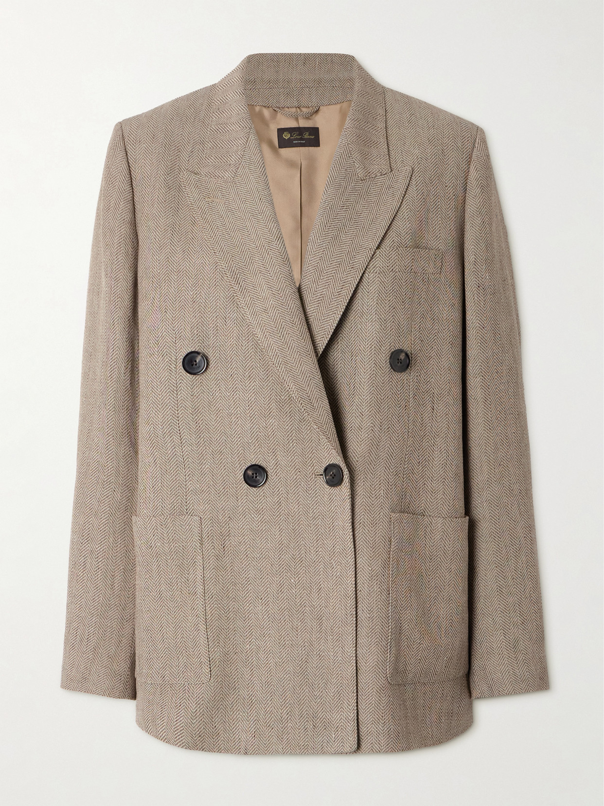Loro Piana - Genny Double-breasted Herringbone Linen Blazer - Brown