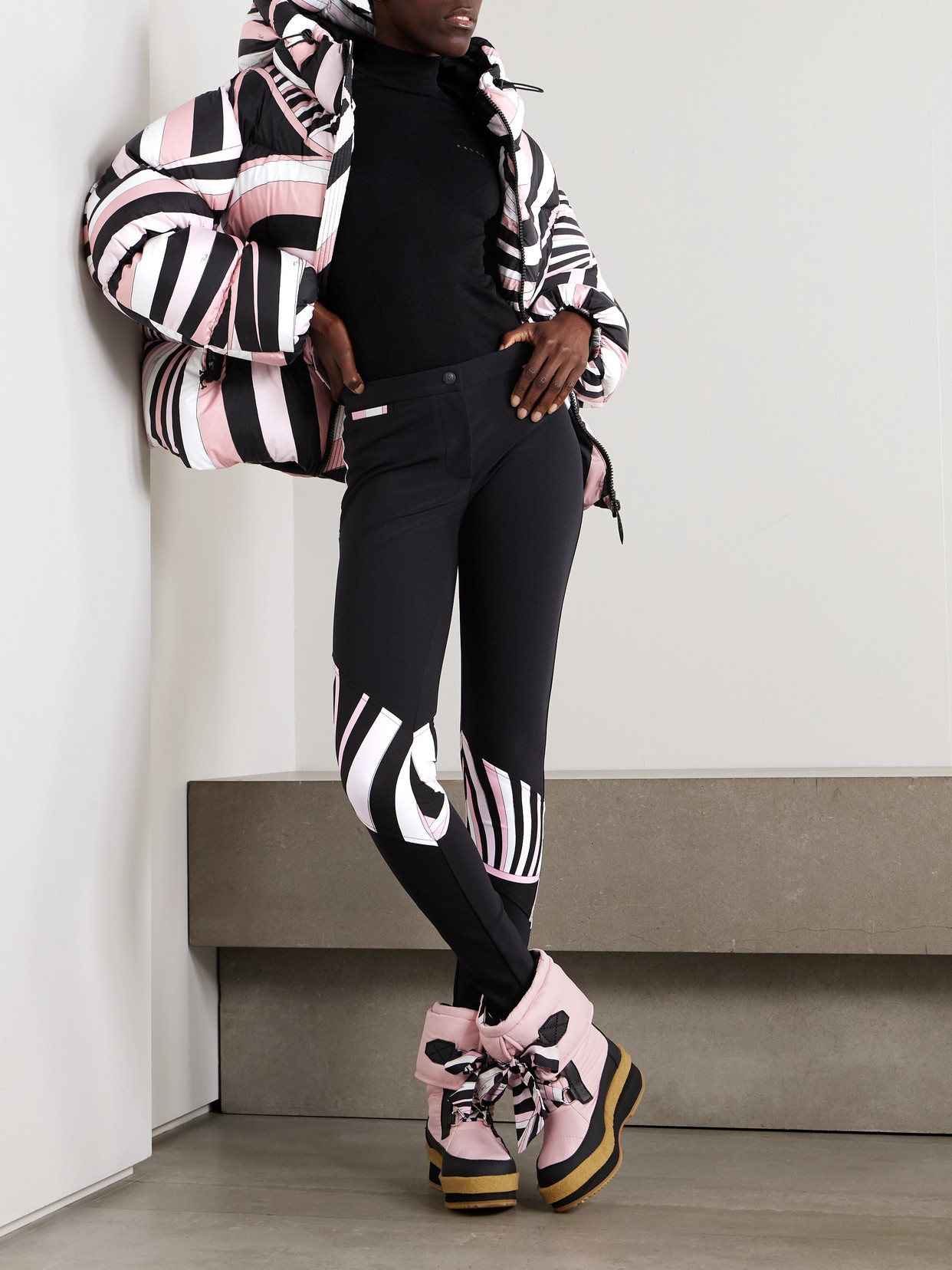 Pucci Paneled Printed Stretch-shell Ski Pants In Black