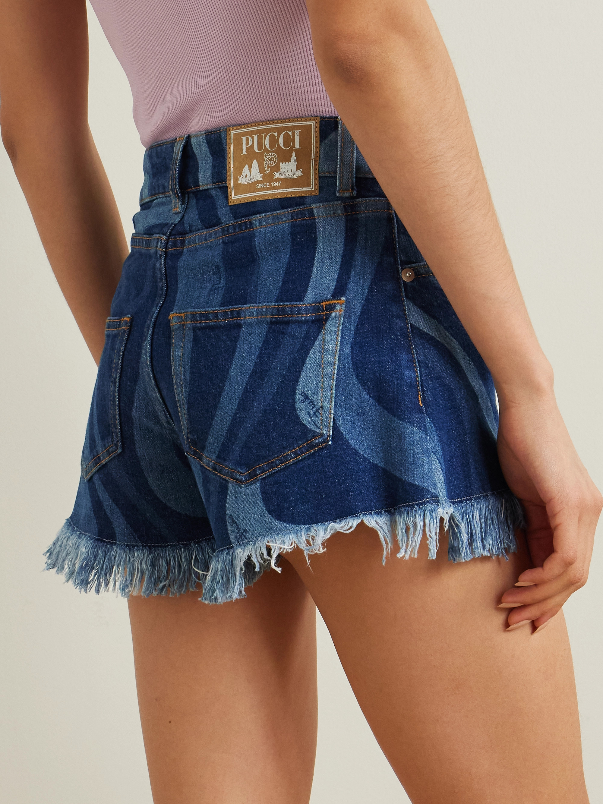 Pucci Marno frayed printed denim shorts thumbnail