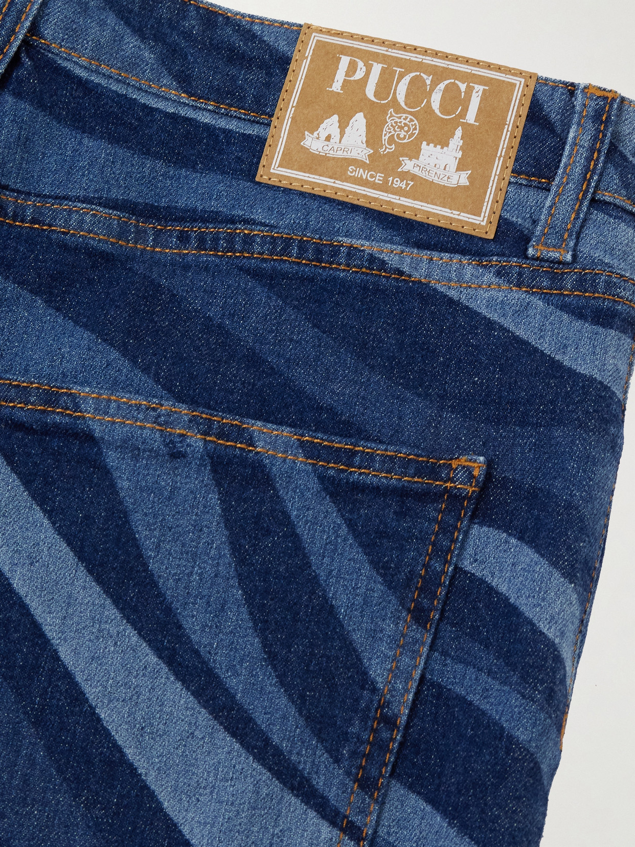 Pucci Marmo Printed High-rise Wide-leg Jeans In Blue